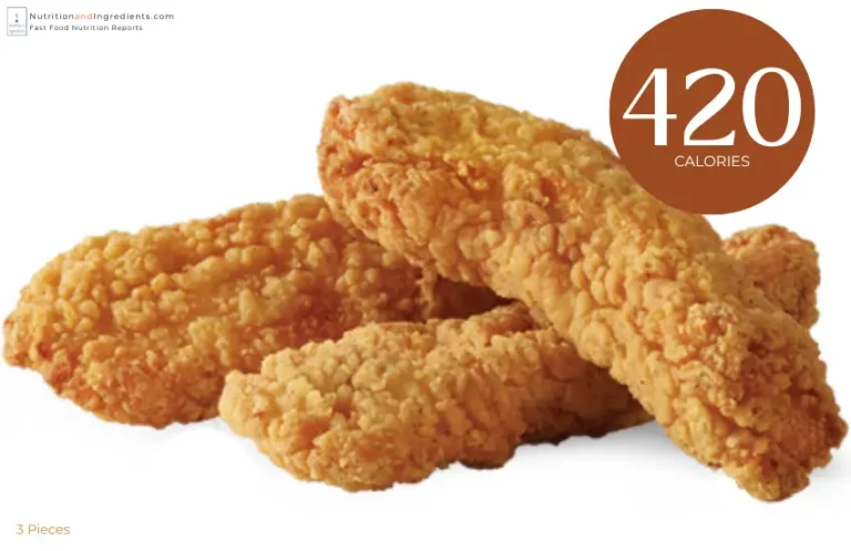 3 Wendy's Chicken Tenders with text "420 calories."