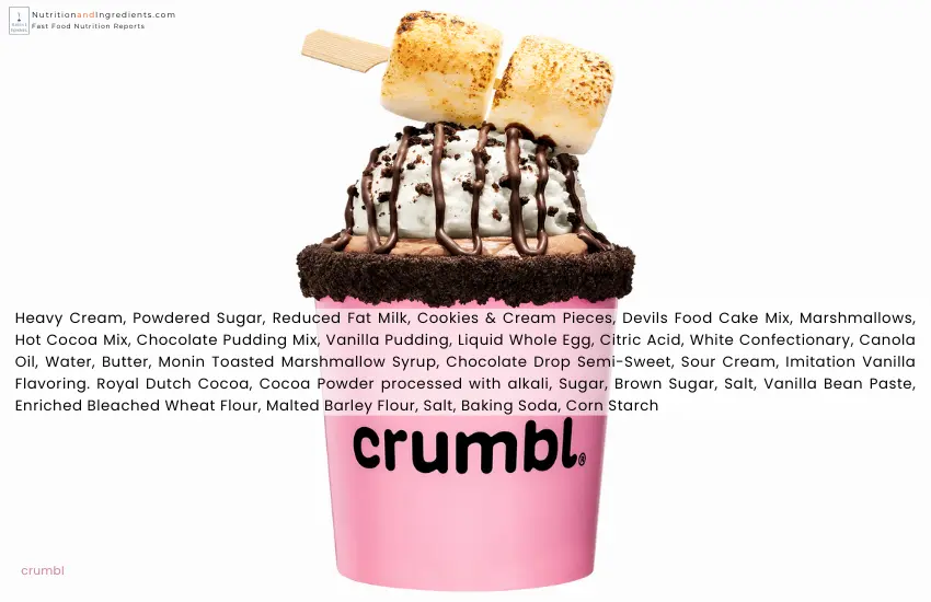 Crumbl Cookies & Cream Cocoa Mousse ingredients