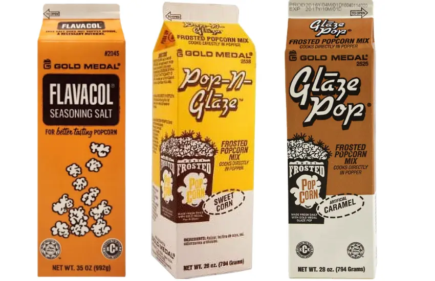 Cartons of Flavacol, Pop-n-Glaze, Glaze Pop
