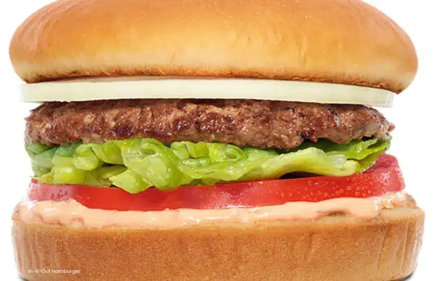 In-N-Out hamburger with onion.