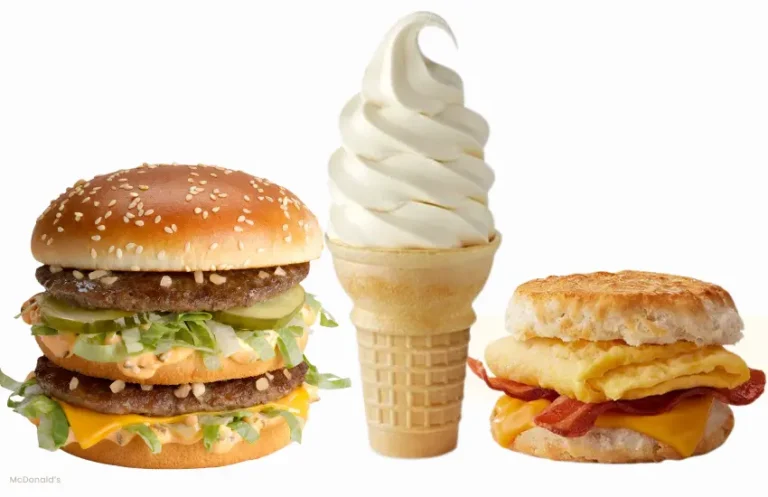 McDonald's Big Mac, breakfast sandwich, and vanilla cone.