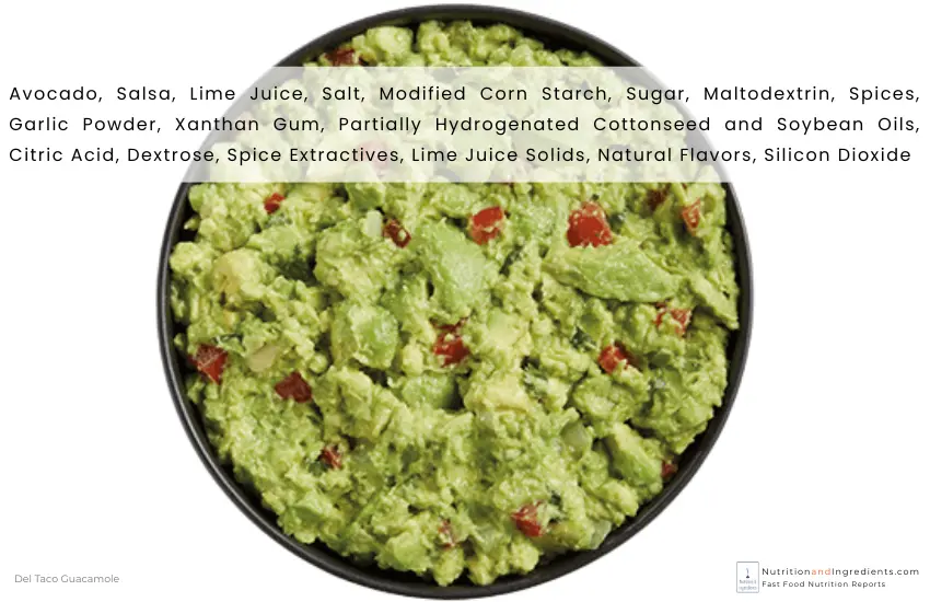 Bowl of house-made guacamole from Del Taco fast food restaurant.