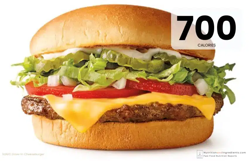 SONIC cheeseburger with text "700 calories."